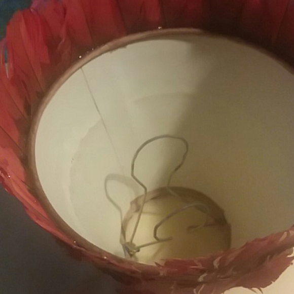 Red Feather n Stone Lamp Shade - Picture 5 of 7